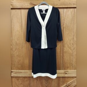 Robbie Bee Size 10 2pc Black/ White Sleeveless Dress With Jacket Made In USA